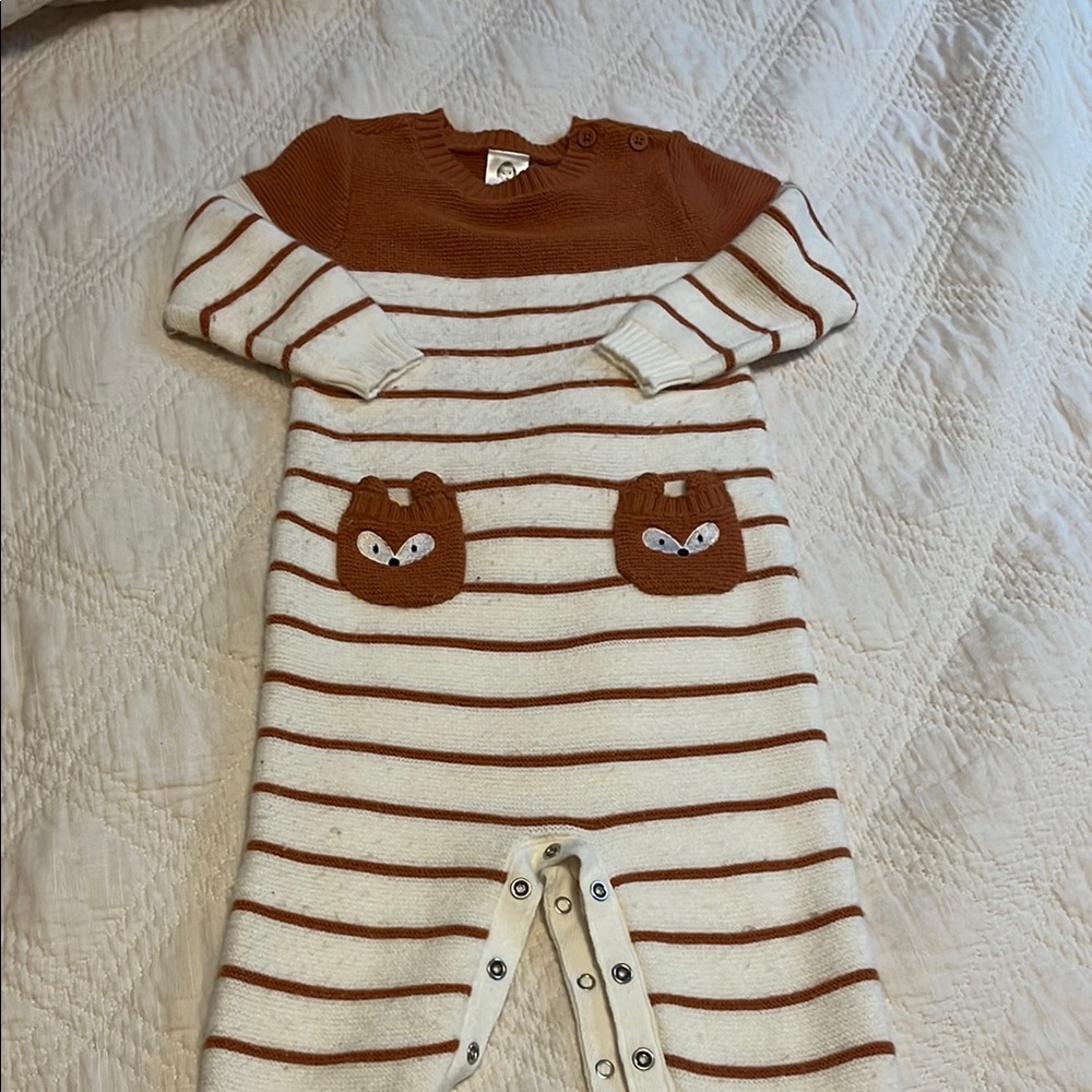 Gerber Striped knit brown and white One Piece 18-24 months